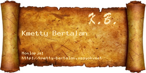 Kmetty Bertalan névjegykártya